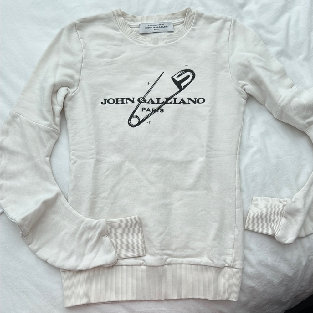 John Galliano Cream Crewneck Sweater for Men